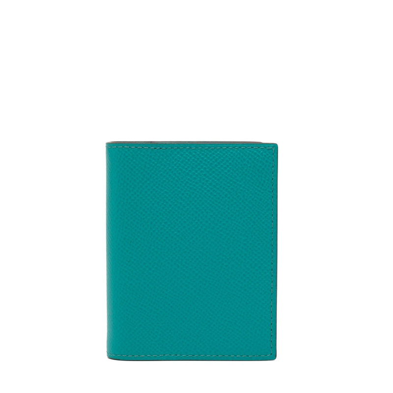 Hermès Leather Case Agenda teal wallet with sleek design, compact leather purse for organizing essentials.