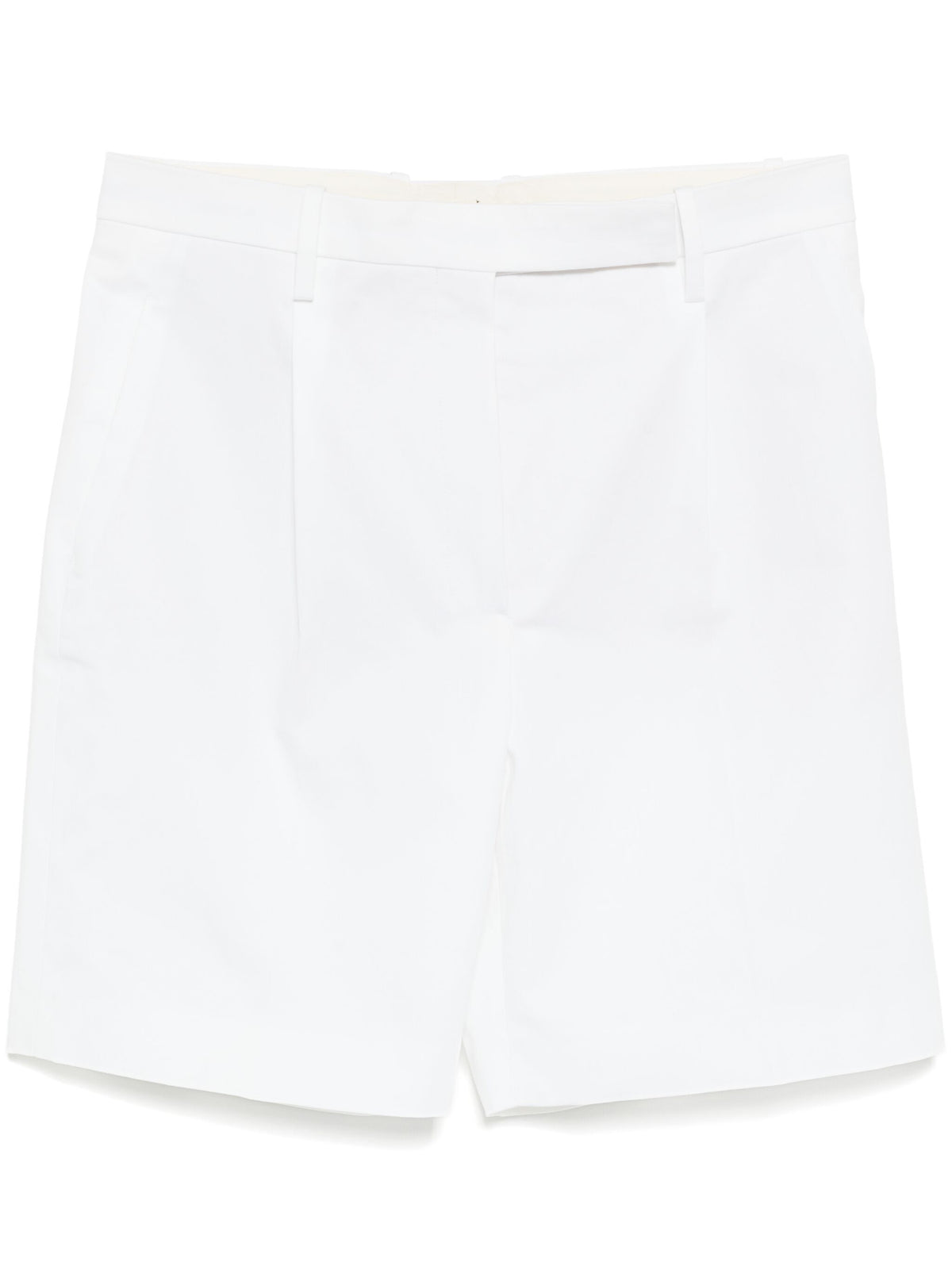 Hermès white pleated Bermuda shorts for women, stylish and tailored, featuring a classic pleated design and comfortable fit.