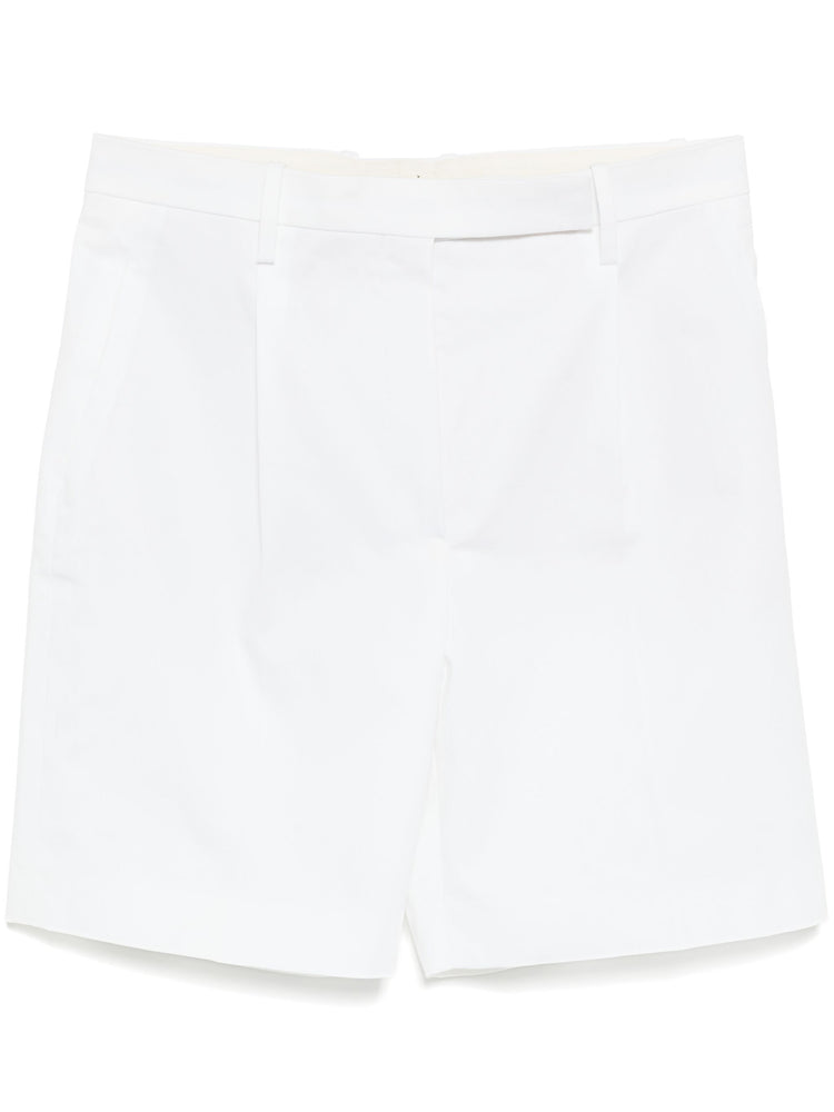 Hermès white pleated Bermuda shorts for women, stylish and tailored, featuring a classic pleated design and comfortable fit.