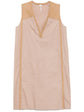 Hermès V-neck beige dress, elegant sleeveless dress with a flowy silhouette, perfect for stylish summer wear.