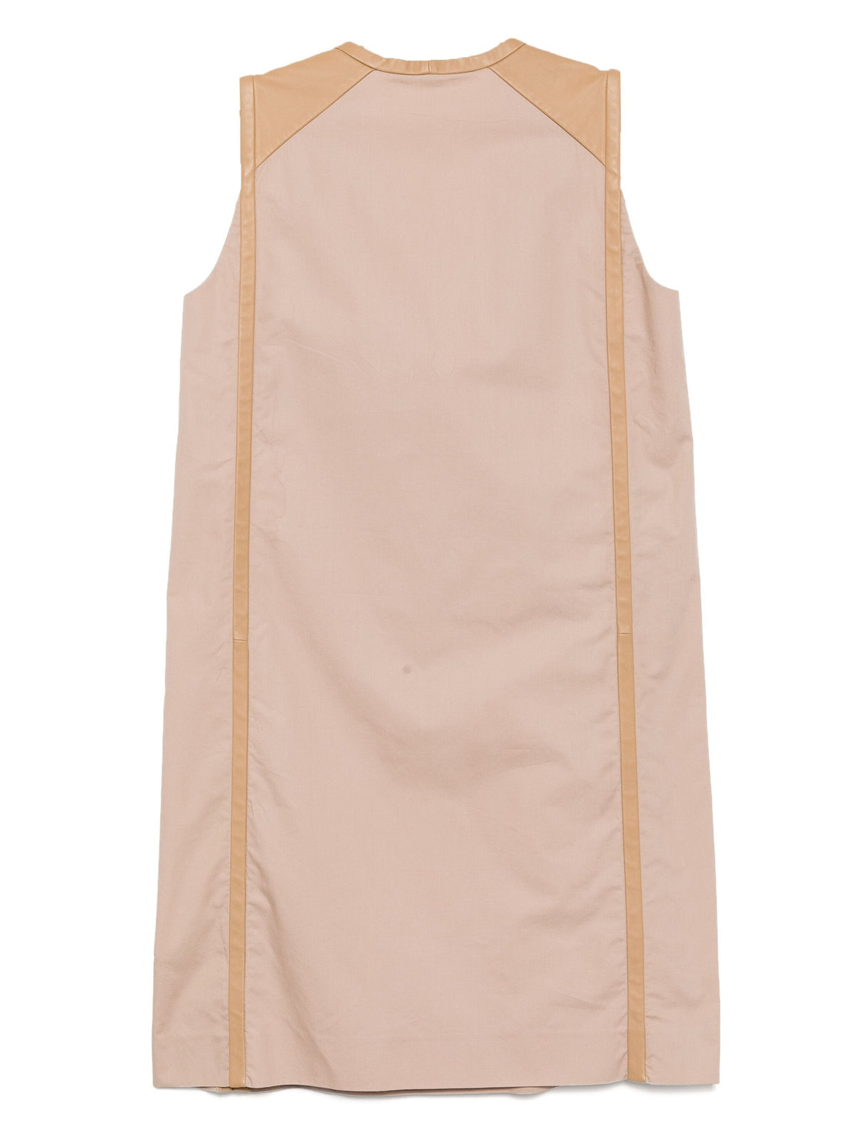 Hermès beige V-neck dress, elegant sleeveless dress with a flowing fit, perfect for casual or formal occasions.