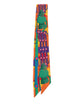Hermès Brandebourgs Silk Twilly scarf featuring vibrant floral patterns and intricate designs on smooth silk fabric.