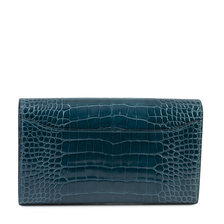 Hermès Constance Wallet in smooth leather with gold hardware, featuring multiple card slots and a sleek, compact design.