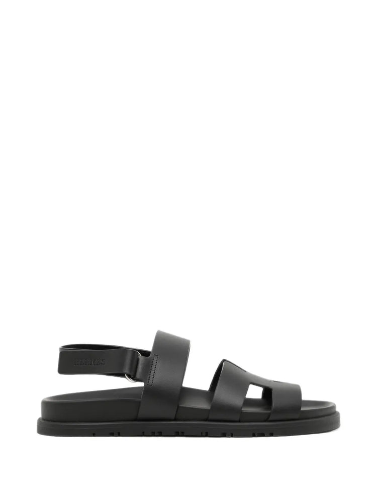 Pre-owned Hermès Genius Sandal with sleek design and tan leather straps, featuring elegant craftsmanship and comfortable sole.