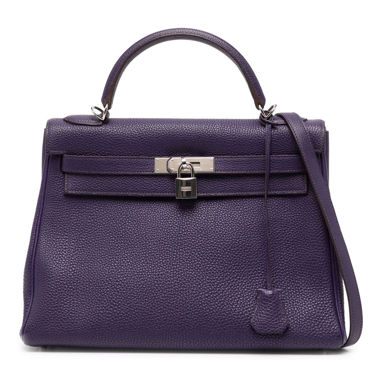 Hermès Kelly 32 Retourne Iris PHW top handle bag, image 1