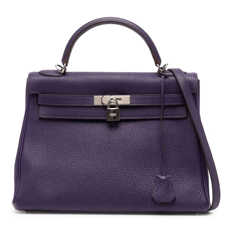 Hermès Kelly 32 Retourne Iris PHW top handle bag, image 1