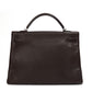 Hermes Kelly 40 Chocolate Brown PHW bag by Rewind Vintage Affairs, showcasing the classic structured design and rich leather texture.