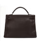 Hermès Kelly 40 Chocolate Brown top handle bag shown from the back, showcasing smooth leather and elegant design.