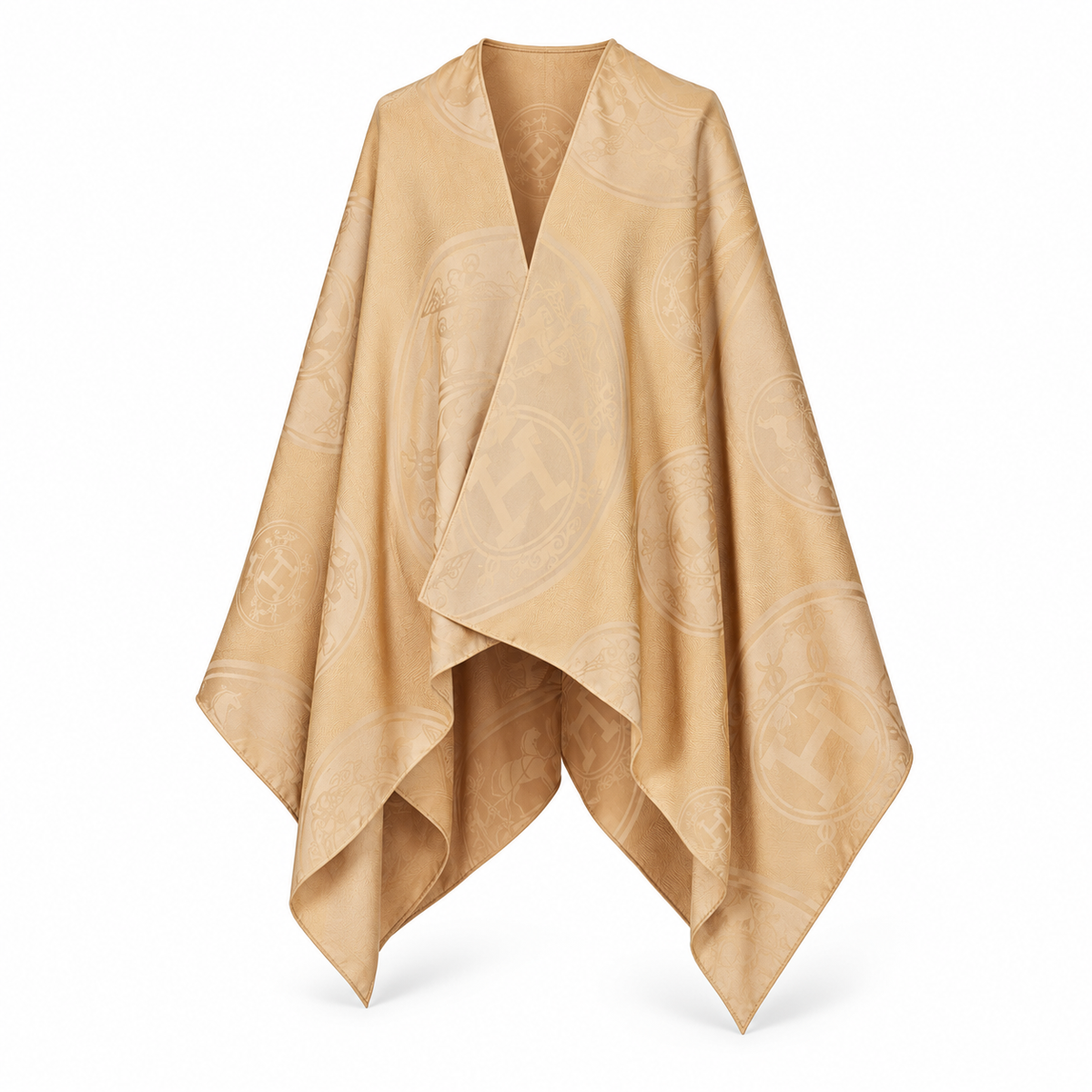 Hermès Cashmere New Libris Poncho scarf in soft knit fabric, showcasing its elegant design and luxurious texture.