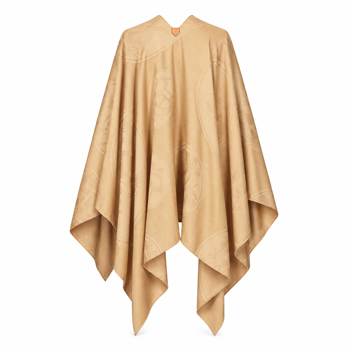 Hermès Cashmere New Libris Poncho scarf in kraft color, featuring soft cashmere fabric and stylish design for elegant wear.