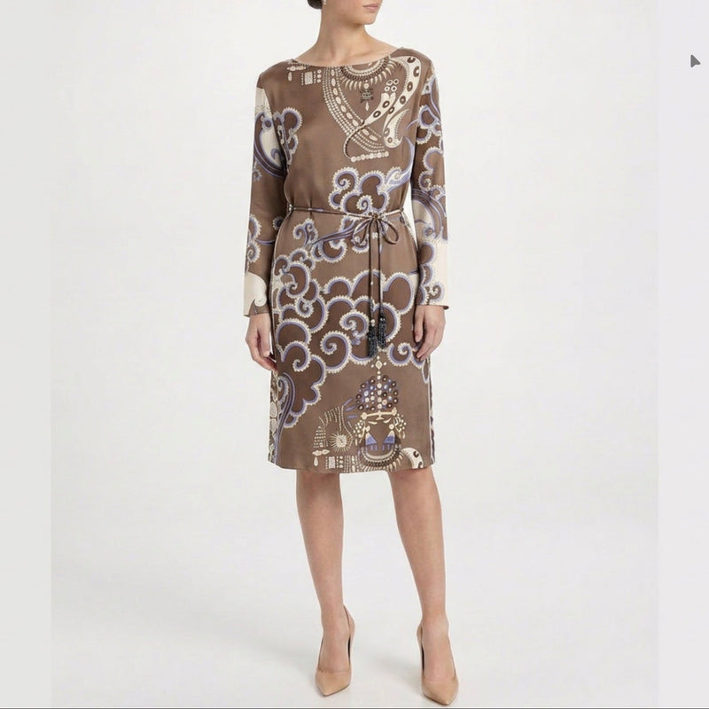Brown Abstract Print Dress