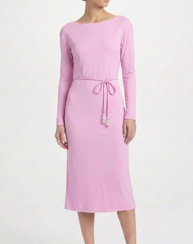 Pink long sleeve dress by Emilio Pucci featuring a flowing fabric and elegant design.