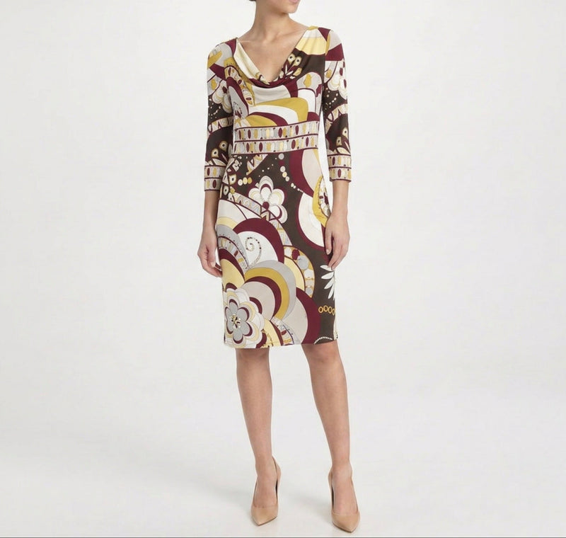 Abstract Print Long Sleeve Dress