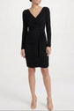Draped Silk Midi Dress with Belt