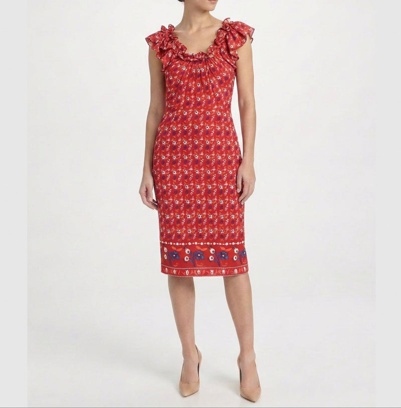 Floral Silk Ruffled Dress