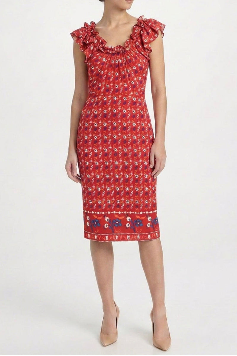 Floral Silk Ruffled Dress