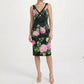 Floral Print Velvet Trim Dress