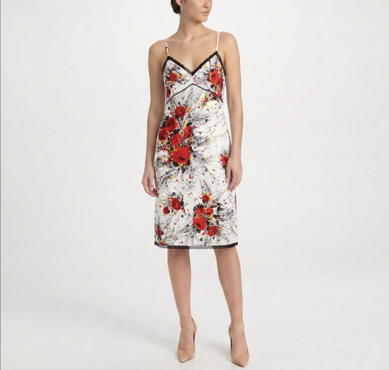 Floral Print Silk Slip Dress