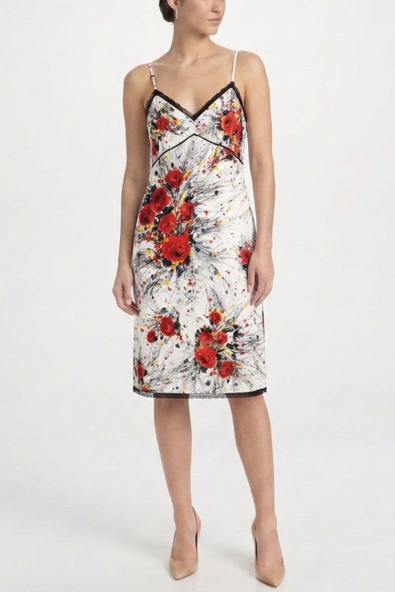 Floral Print Silk Slip Dress
