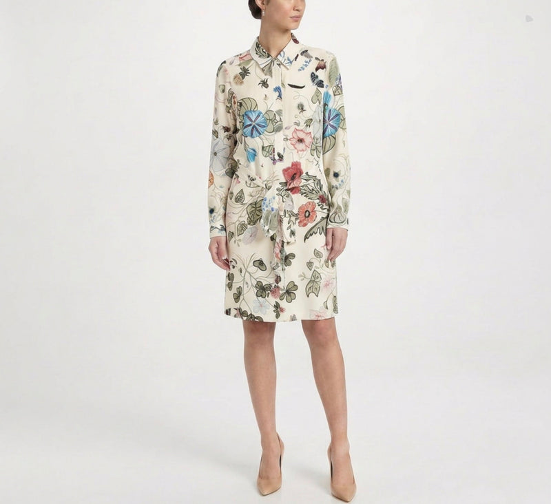 Floral Silk Shirt Dress