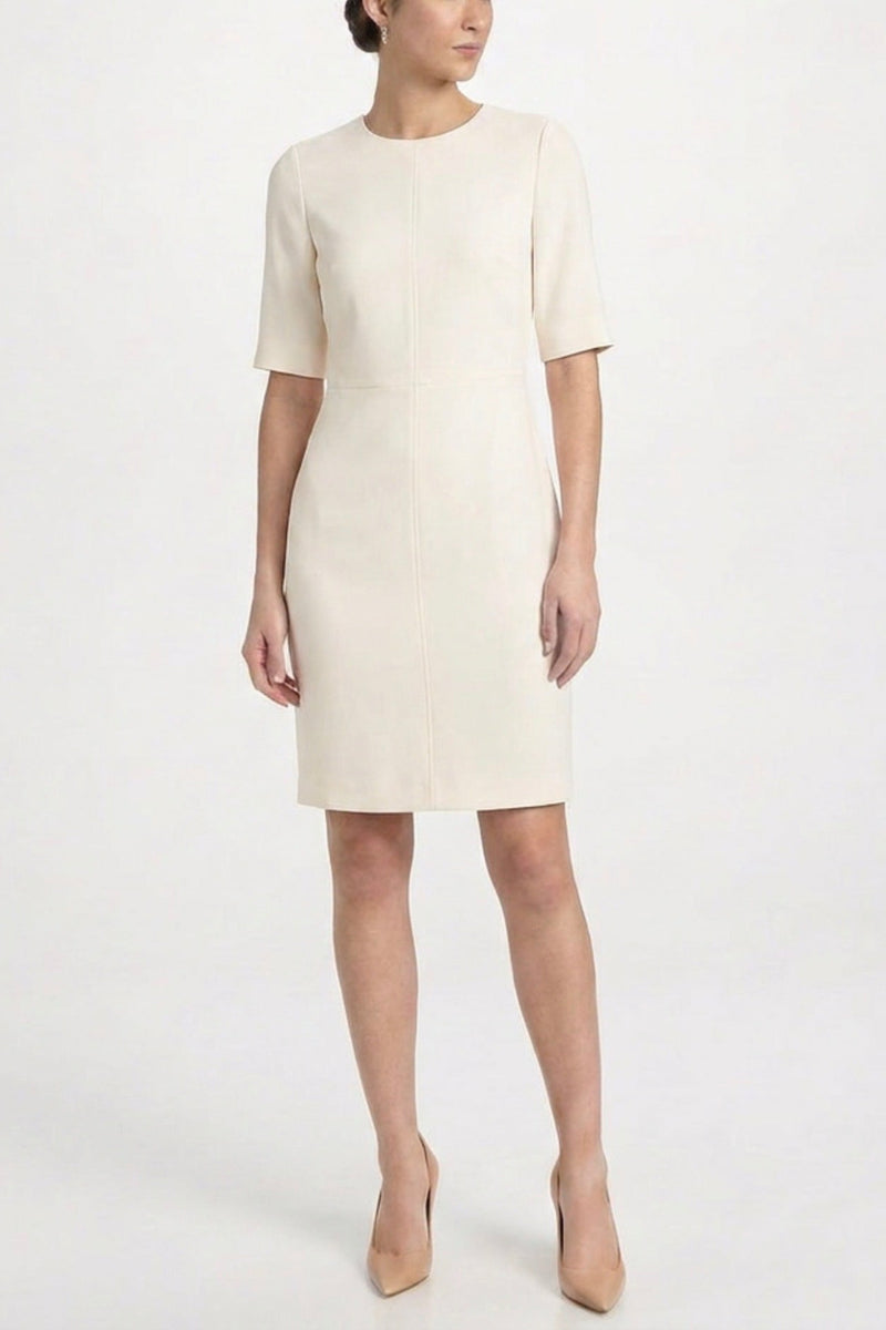 Ivory Tailored Wool Midi Dress