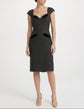 Sweetheart Neck Wool Midi Dress Grey