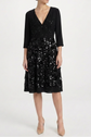 Black Sequined V-Neck Midi Dress
