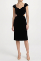 2004 Sweetheart Neck Black Wool Midi Dress