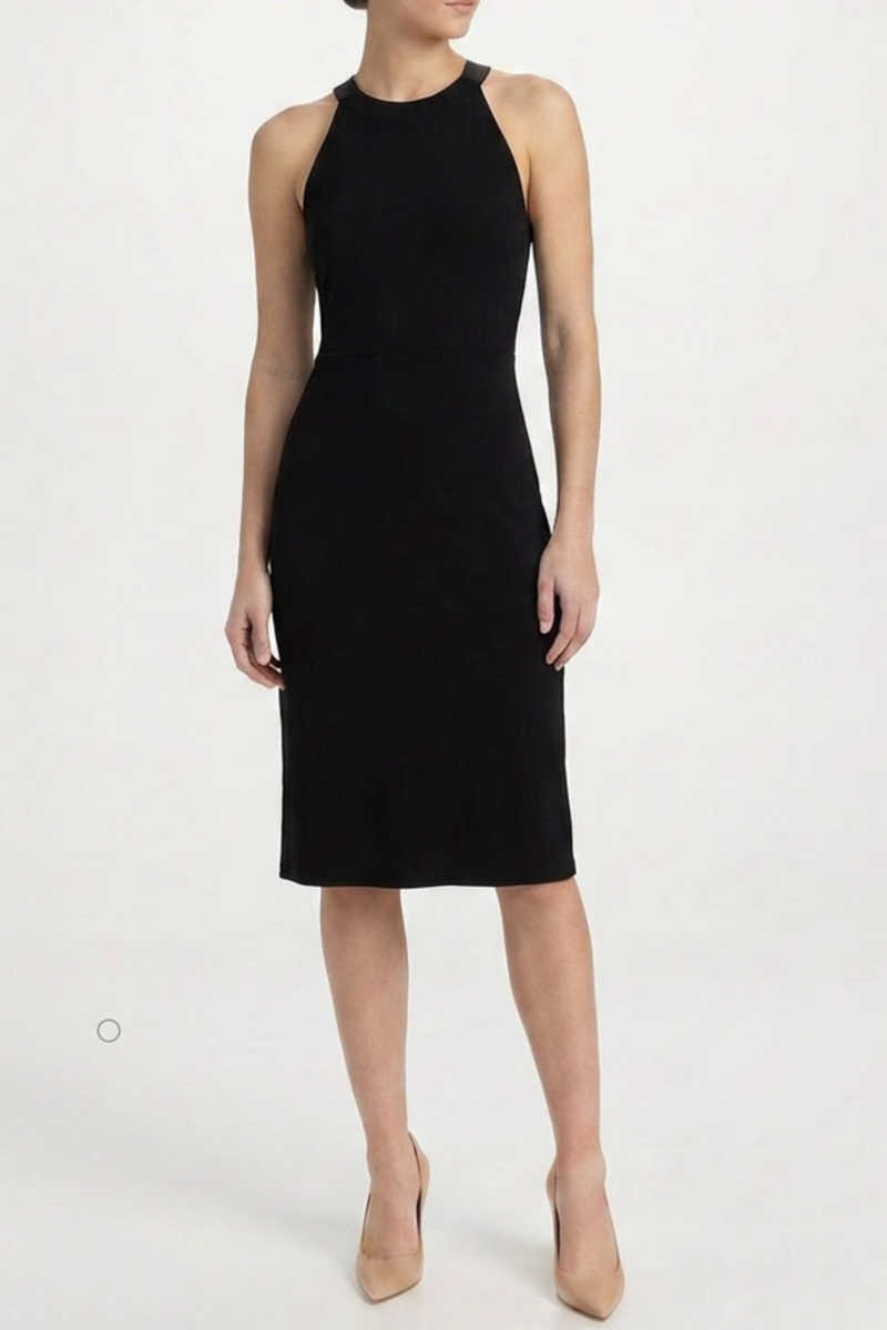 Black draped viscose maxi dress by Prada, showcasing a flowing silhouette and elegant draping fabric.