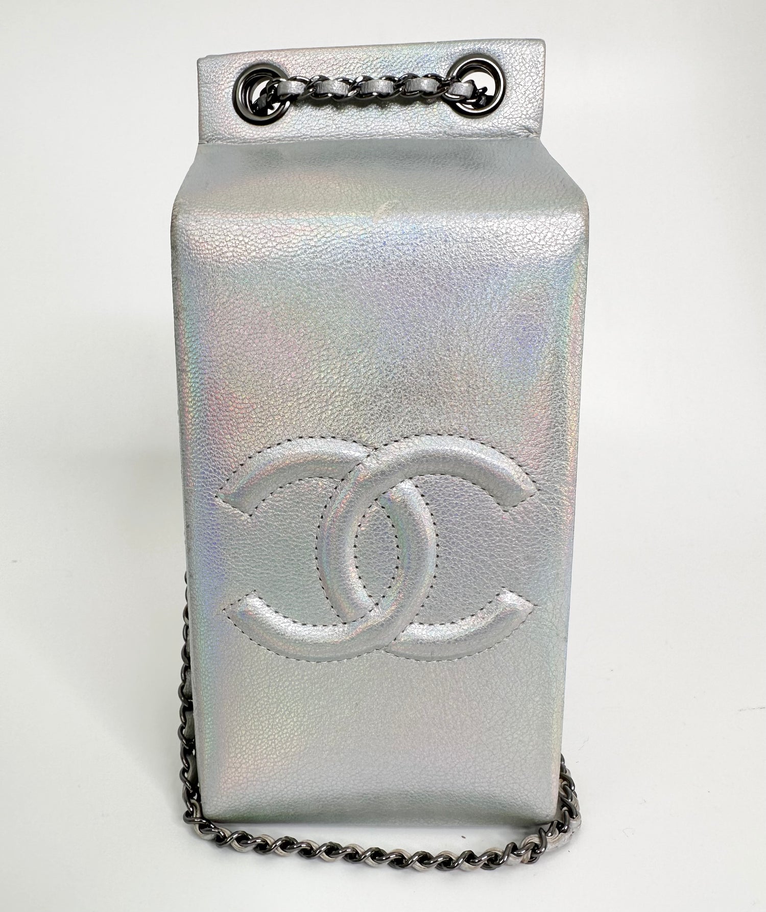 Chanel RUNWAY Milk Carton 'Lait de CoCo' Silver Supermarket, Grocery Bag