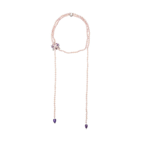 Pearl Necklace with Amethyst
