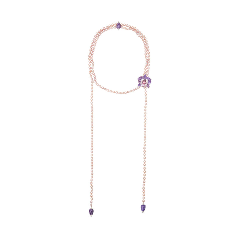 Pearl Necklace with Amethyst