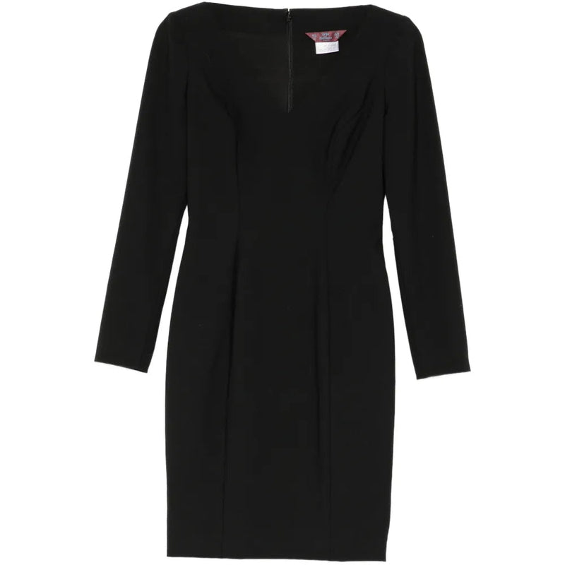 Vintage black mini dress by John Galliano, 1990s designer dress with sleek fit and classic style, perfect for retro fashion.