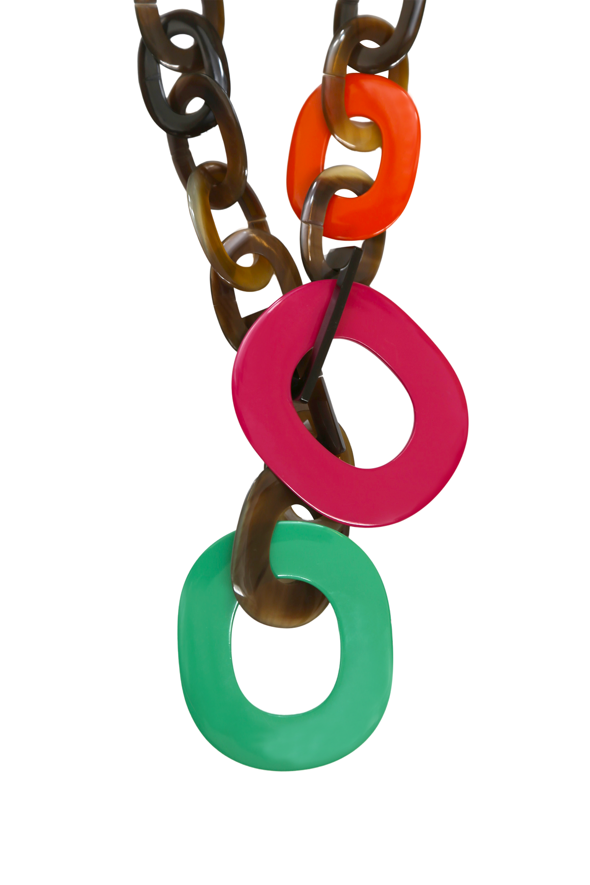 Hermès lacquer lariat style necklace featuring a sleek, polished design with vibrant color and elegant lariat chain style.