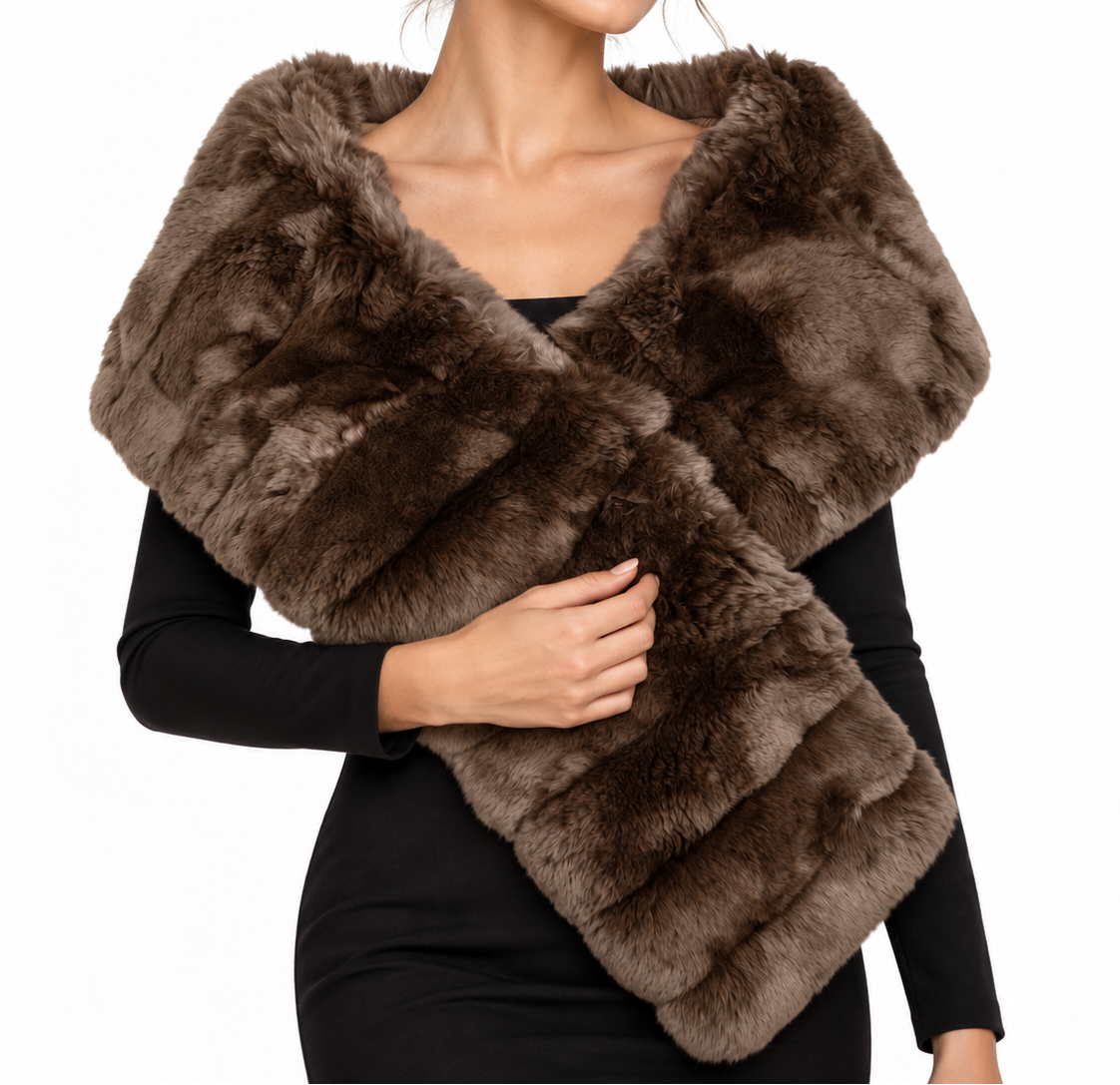 Loro Piana scarf with luxurious fur collar, soft fabric, and elegant design, showcasing high-end craftsmanship.