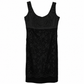 Louis Vuitton black lace corset dress with satin bodice, floral lace body, scoop neckline, wide shoulder straps, fitted silhouette and back zip fastening.