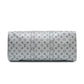Louis Vuitton Metallic Monogram Keepall Bandoulière 50 in silver Monogram canvas with rolled top handles, silver-tone hardware, top zip closure and matching luggage tag.