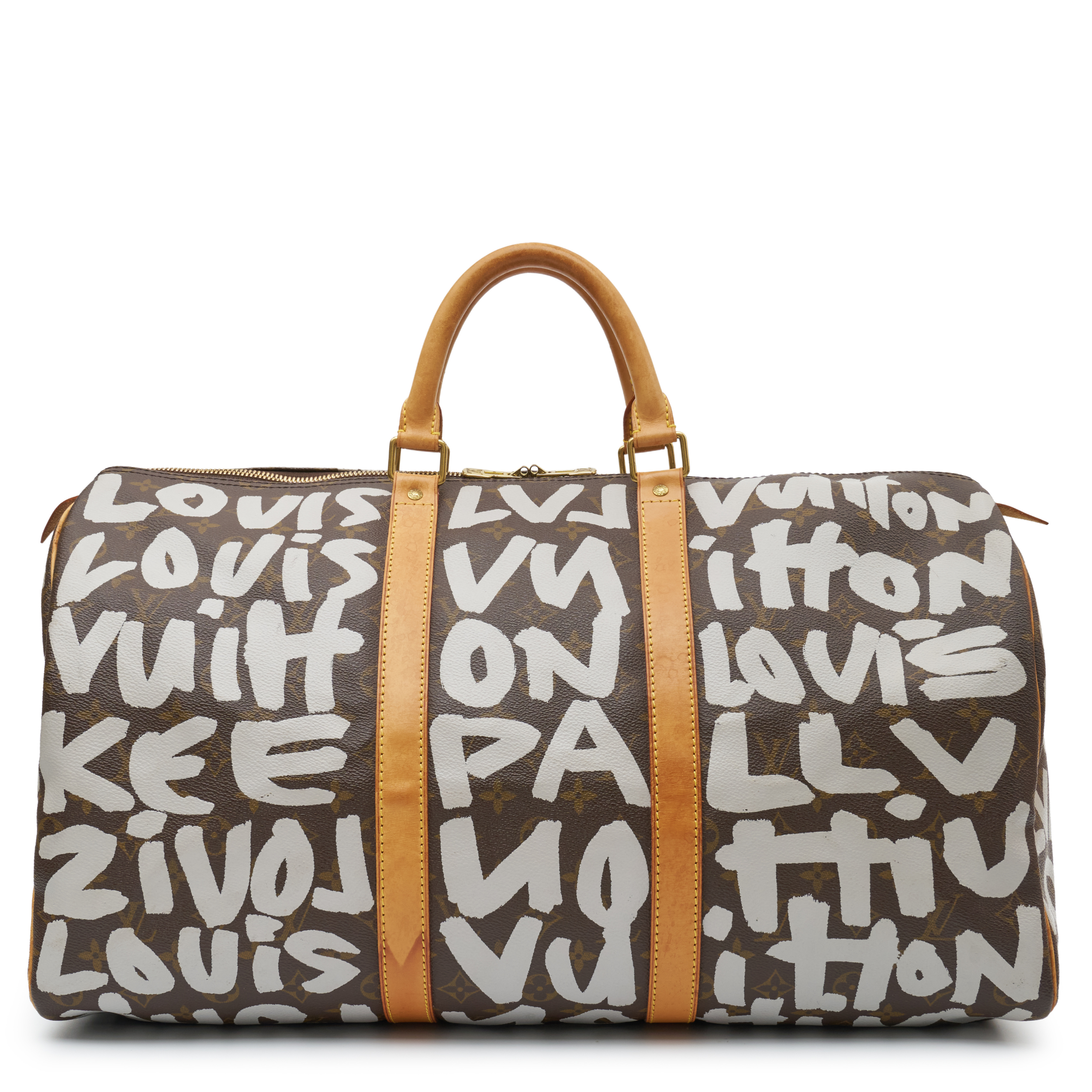 Louis Vuitton Stephen Sprouse Keepall 50 in brown Monogram canvas with white graffiti lettering