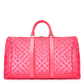Louis Vuitton Virgil Abloh Mesh Pink Keepall Bandoulière 50 in bright pink monogram mesh with matching leather handles and silver-tone hardware.