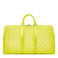 Louis Vuitton Virgil Abloh Mesh Yellow Keepall 50 in neon yellow monogram mesh with tonal leather handles, semi-transparent construction and silver-tone hardware.
