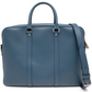 Blue Louis Vuitton leather document bag for travel, with sleek design and top handle, ideal for carrying important papers.