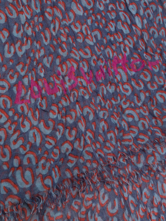 Louis Vuitton cheetah print scarf with bold animal pattern and luxurious fabric, stylish accessory for versatile fashion looks