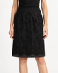 Louis Vuitton black mid-length lace skirt with floral lace overlay, smooth waistband, subtle front pleating and scalloped hem.