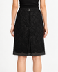 Louis Vuitton black mid-length lace skirt with floral lace overlay, smooth waistband, subtle front pleating and scalloped hem.