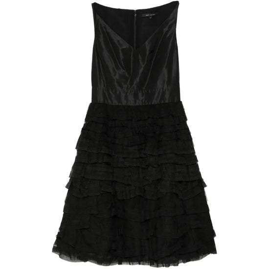 Vintage Marc Jacobs tiered tulle dress featuring layered lightweight fabric and delicate design, perfect for elegant occasions.