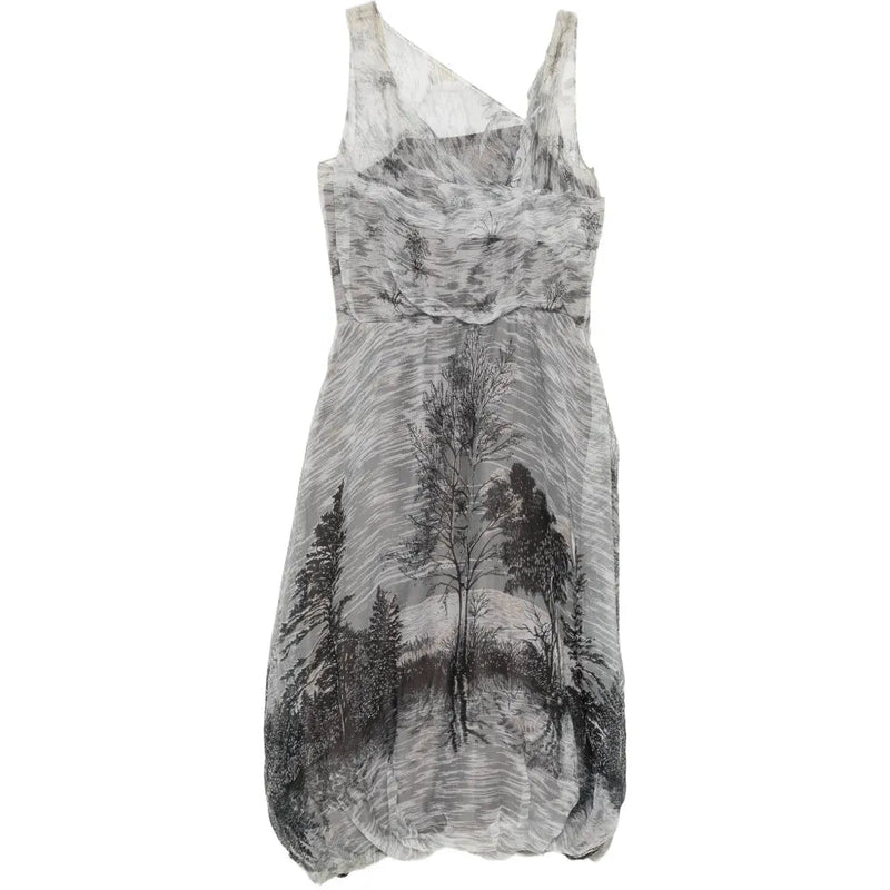 Marni 2004 silk asymmetrical bubble dress featuring flowing fabric and unique design, perfect for elegant occasions.