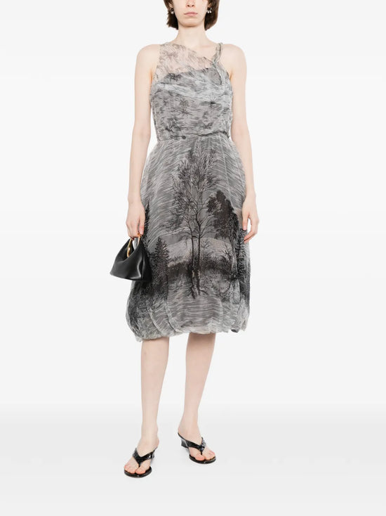 Marni 2004 silk asymmetrical bubble dress featuring a flowing, sculptural design with unique draping and bold silhouette.
