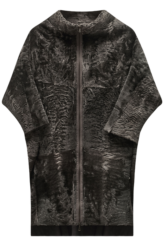 Marni grey fur coat with plush texture, stylish winter outerwear featuring a luxurious fur finish.
