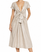 Metallic gold draped linen midi dress from Other Designers