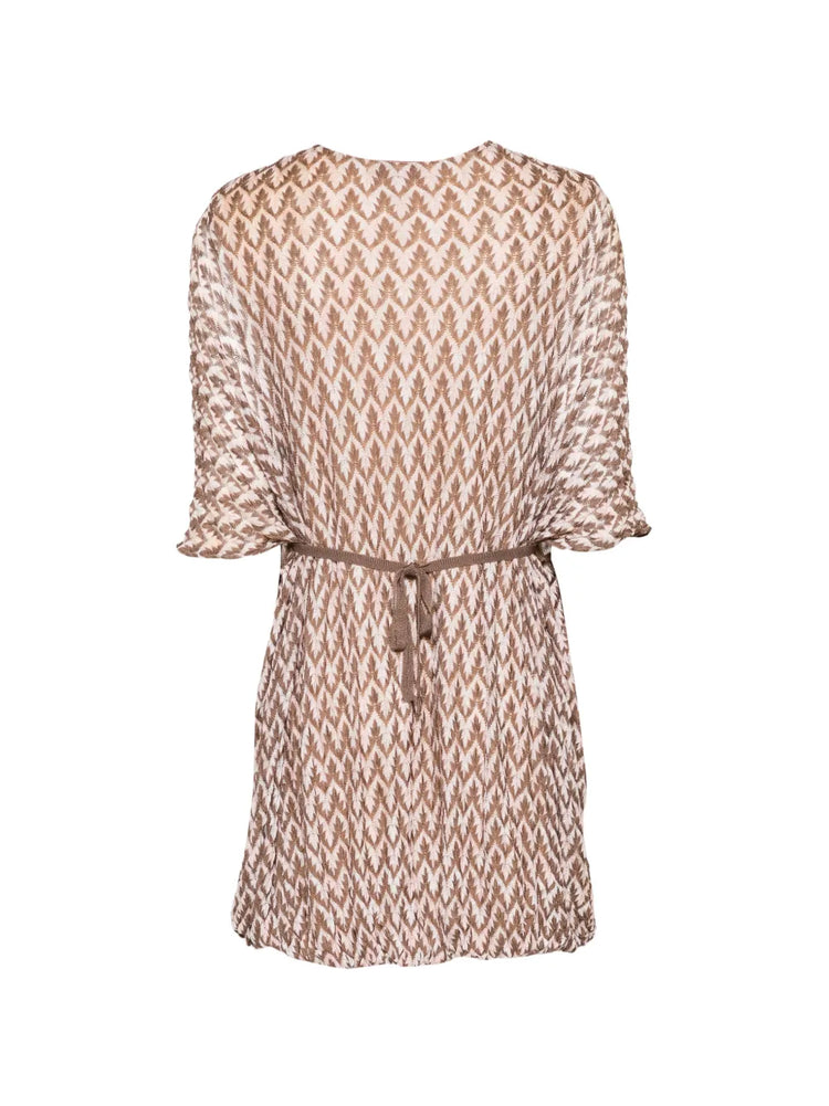 Pre-owned MISSONI zigzag beach dress with colorful pattern, sleeveless design, and relaxed fit perfect for summer wear.